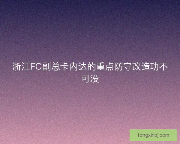 浙江FC副总卡内达的重点防守改造功不可没